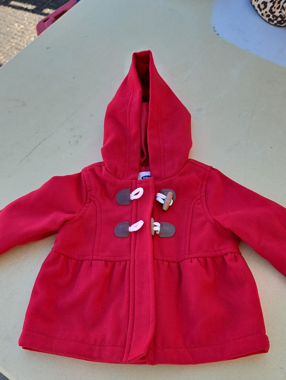 Old Navy Red Hooded Toggle Pea Coat